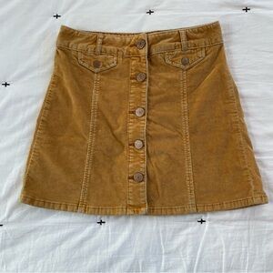 BDG Corduroy Mustard Yellow Skirt Button Up size 2 Urban Outfitters